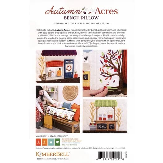 Kimberbell Designs Autumn Acres Bench Pillow Embroidery Version — image 2