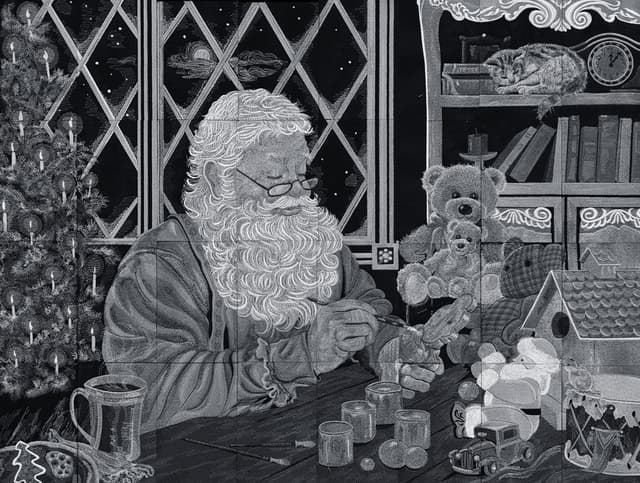 Santa's Workshop Tiling Scene by Dona Gelsinger