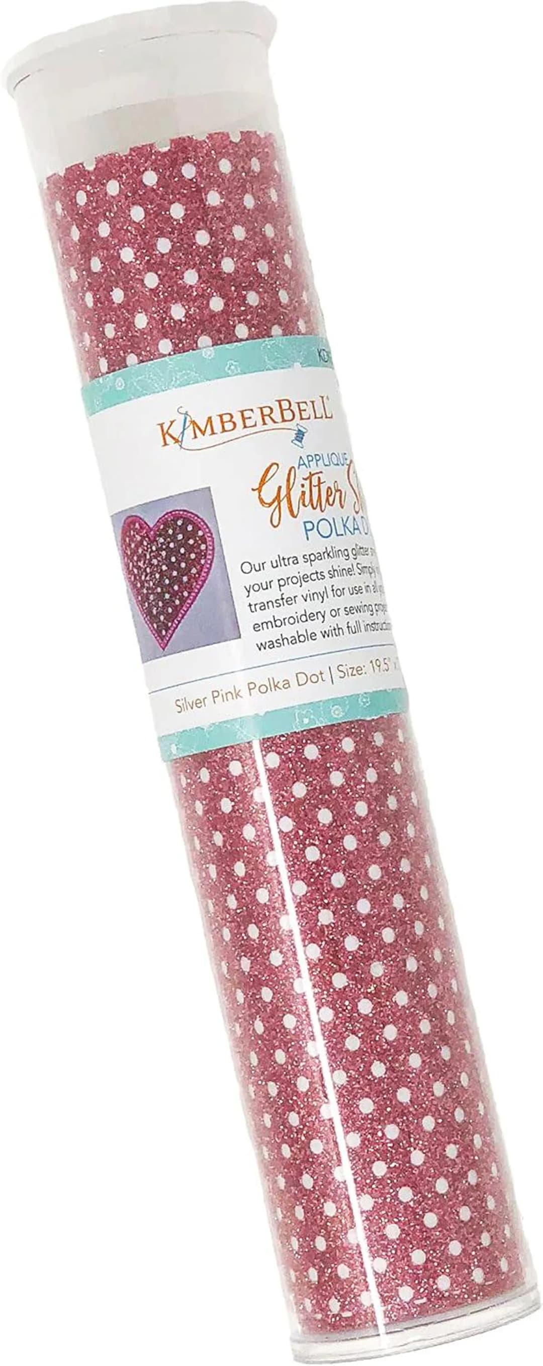 Kimberbell Designs Applique Glitter Sheet Silver Pink Polka Dot