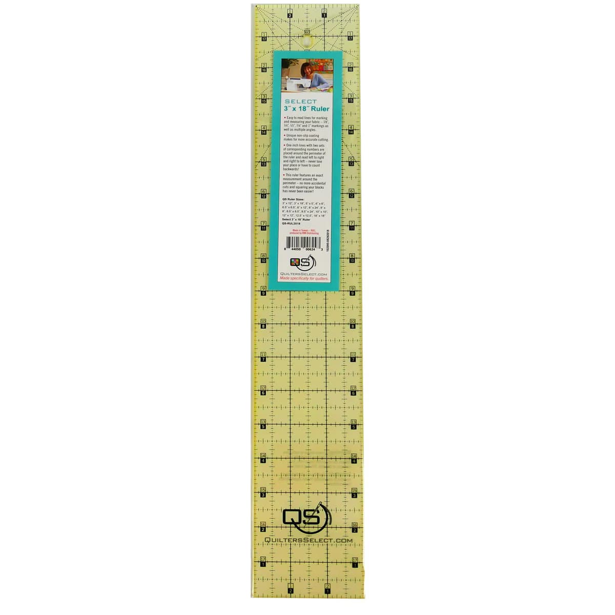 Quilter's Select - Non-Slip Ruler 3in x 18in