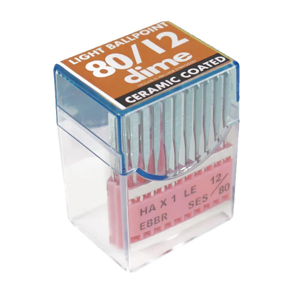DIME Embroidery Needles Ceramic 80/12 Light Ball Point HAX1 LE EBBR - 20 Pack — image 2