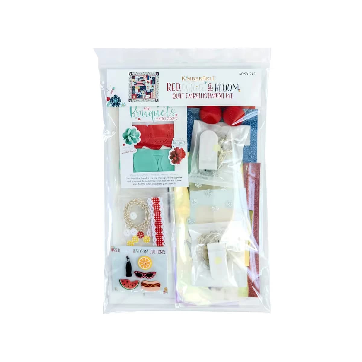 Red White & Bloom quilt fabric and embellisment kit — image 2