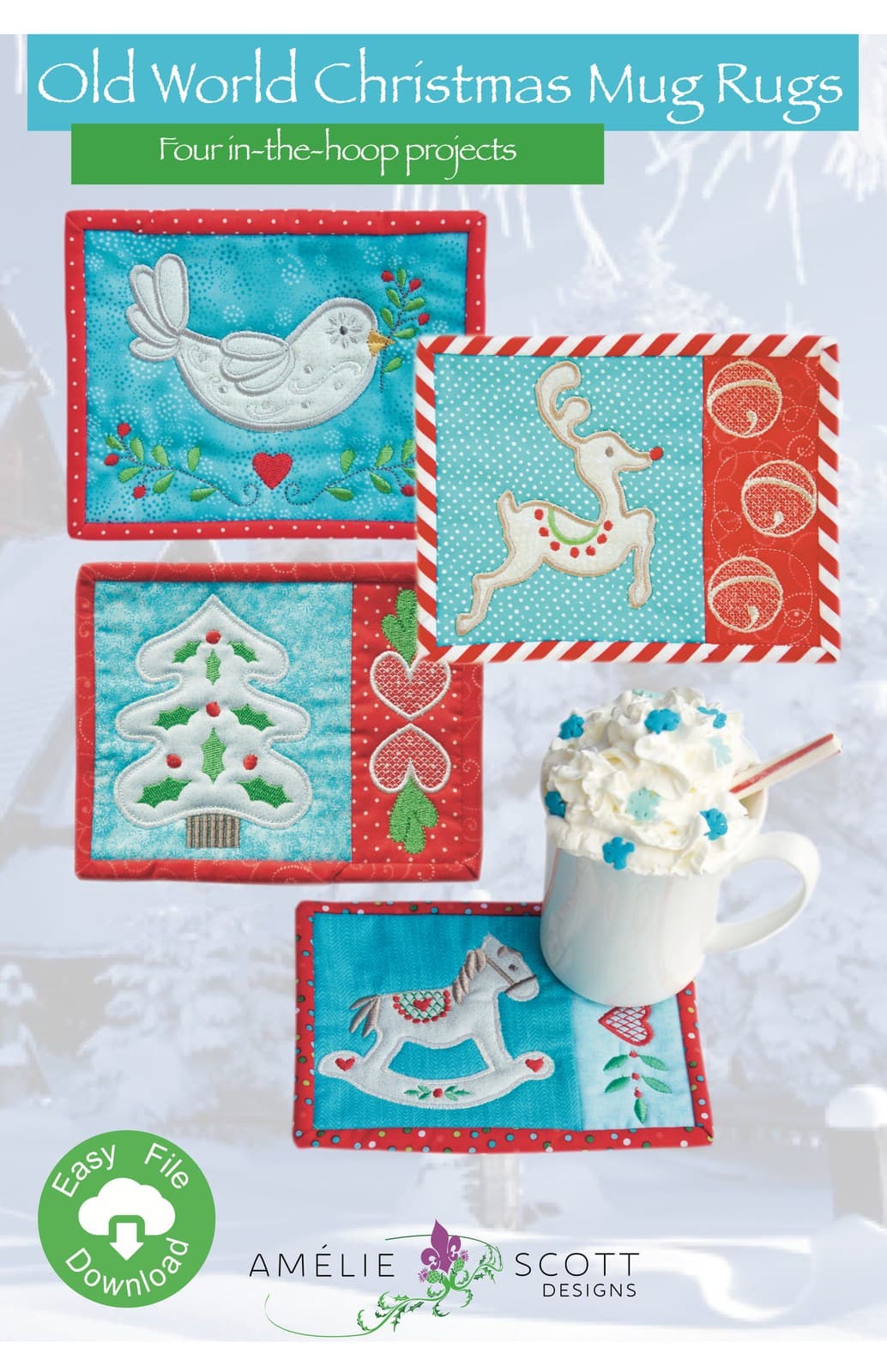 Amelie Scott Designs Old World Christmas Mug Rugs