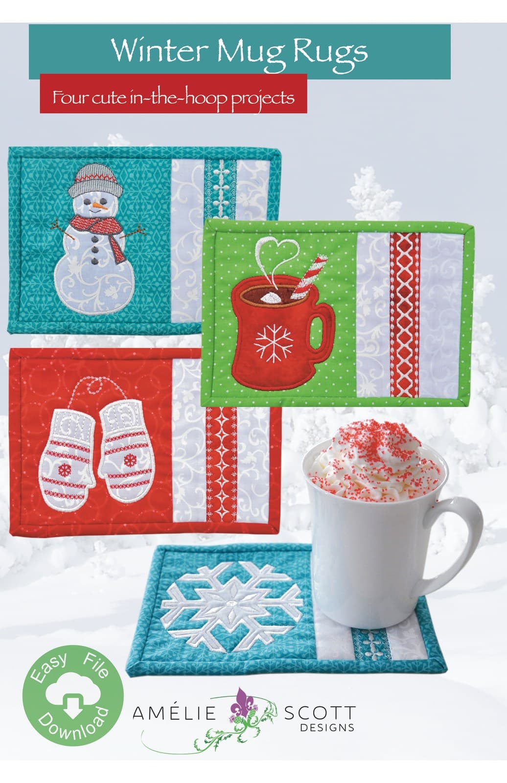 Amelie Scott Designs Winter Mug Rugs