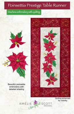 Amelie Scott Designs Poinsettia Prestige Table Runner
