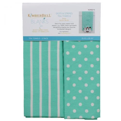 DOTS & STRIPES TEA TOWEL: Aqua SET OF 2