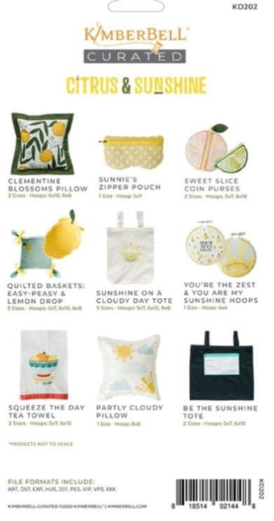 Kimberbell Curated: Citrus and Sunshine Machine Embroidery USB